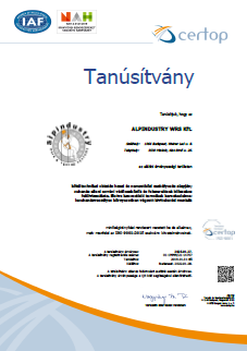 Alpindustry WRS Kft. ISO 9001:2015